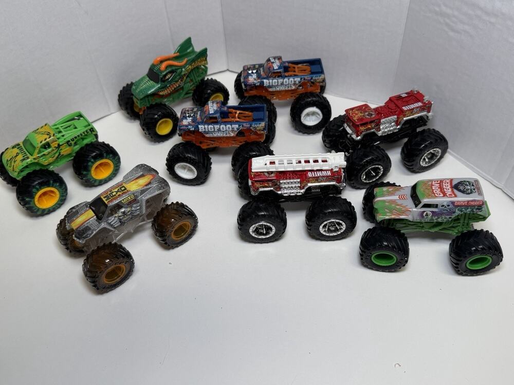 Boys Toy Trucks 8 Piece Bundle- 6 Hot Wheel Trucks & 2 Monster Jam Trucks